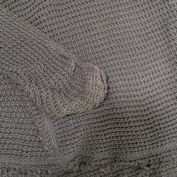 Free People Size Small Charcoal Moonshine Cold Shoulder V-Neck Sweater - Picture 9 of 11